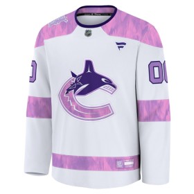 Män Ishockey Vancouver Canucks tröja med eget tryck Fanatics Hockey Fights Cancer Practice 2024-25 Vit